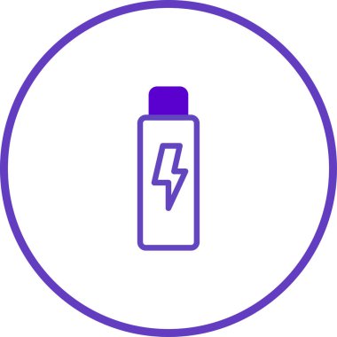 Beyaz arka planda modern minimalist tarzda elektrik yükleme sembolü. Enerji kavramının vektör illüstrasyonu, grafik, web tasarımı ve mobil uygulamalar için kullanılabilir.