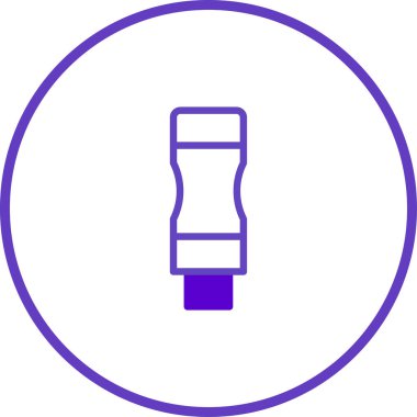 Mükemmel bir dairesel tasarım içinde merkezi olan bir konektör dolgusunun mor çizgili çizimi, temiz, beyaz bir arkaplan üzerine sunulmuştur..