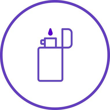 Alevli bir çakmağın basit bir tasviri. Mor renklerle izole edilmiş vektör çizimi. Web, yazdırma veya arkaplan için grafik tasarım ögesi