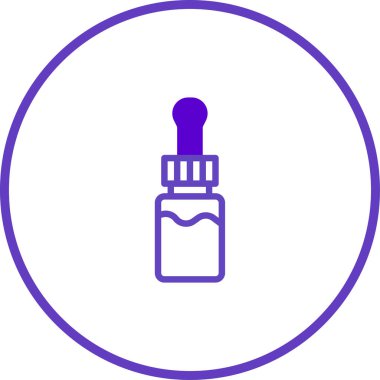 Düşüren şişenin minimalist bir simgesi, ilaç, kozmetik veya sağlıkla ilgili tasarımlar için uygun, saflık ve doğal refahı ileten.