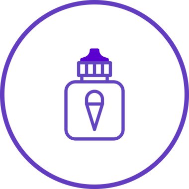 Vape Juice şişesinin izole edilmiş bir görüntüsü ve dondurma ikonu. Tasarım modern ve basit. Terfi için mükemmel..