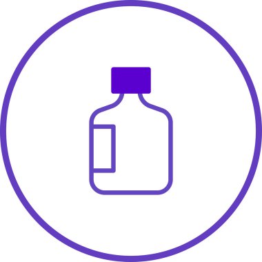 Bir ilaç şişesinin minimalist, düz vektör simgesi. Sağlık, ilaç ve tedaviyi temsil eden.