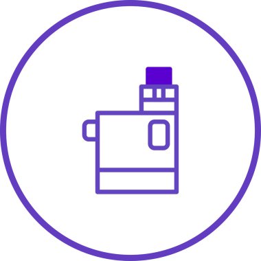 Buharlaştırma cihazının modern bir simgesi, buhar eğilimini veya teknolojiyi göstermek için mükemmel. Temiz çizgileri ve mor renk aksanıyla, yaşam tarzı ve sağlıkla ilgili tasarımlara uyuyor..