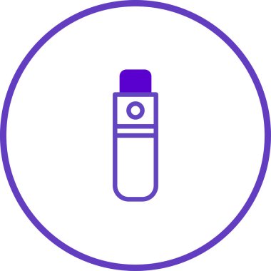 Dairesel çerçevede bir buharlaştırıcının minimalist tasarımı, modern bir buharlaştırma cihazı ve nikotin tüketimi teknolojisini sergiliyor..