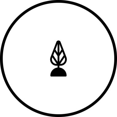 Çemberin içinde minimalist bir ağaç simgesi. Logo ve grafikler için doğa, ekoloji ve çevresel kavramları temsil eden basit ve temiz bir tasarım..