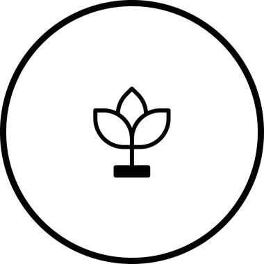 Çember içindeki bir bitkinin minimalist bir çizimi, büyümeyi, doğayı ve çevre dostu olmayı sembolize eder, markalaşma ve çevre bilinci kampanyaları için idealdir..