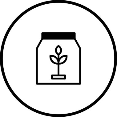 Basit bir çizgi sanat ikonu, doğayla ve tarımla ilgili çeşitli tasarım amaçları için uygun büyümeyi ve bahçıvanlığı sembolize eden bir bitki içerir..