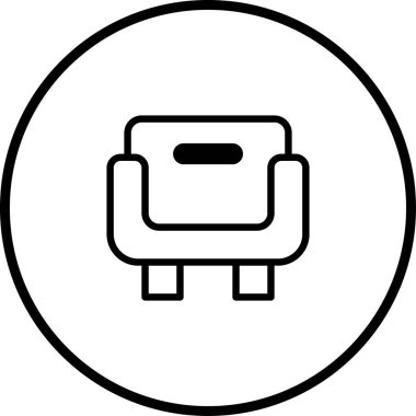 Bir minimalist çizgi sanat ikonu rahat bir koltuk tasvir eder. Bu basit ama zarif tasarım rahatlamayı ve modern iç estetiği somutlaştırır..