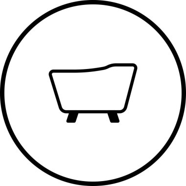 Dairesel çerçevede minimalist bir küvet ikonu. Banyo tasarımları ve spa promosyonları için mükemmel..