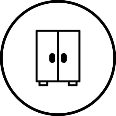 Bir gardırobun minimalist bir simgesi depolama, organizasyon ve iç tasarım anlamına gelir. Temiz çizgiler ve basit tasarım modern ve çok yönlü bir sembol oluşturuyor..