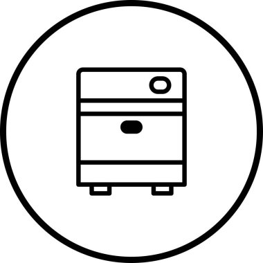 Bir komodinin minimalist bir simgesi ya da komodinin temiz, dairesel bir tasarımı, mobilyaları ya da iç dekorasyonu temsil etmek için mükemmel..