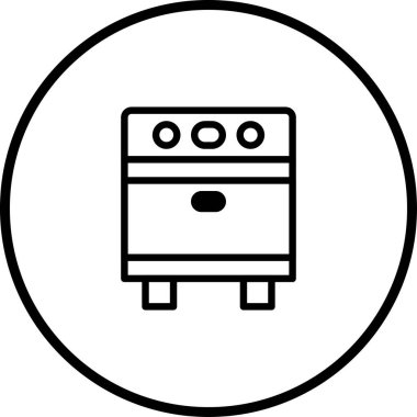 Basit, modern bir alet ikonu, fırın ya da fırın tasviri. Siyah tasarım, mutfakla ilgili çeşitli projeler için temiz ve uygundur..