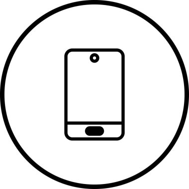 Çember içinde basit bir tasarım içeren, modern iletişim temaları için ideal bir minimalist cep telefonu simgesi.