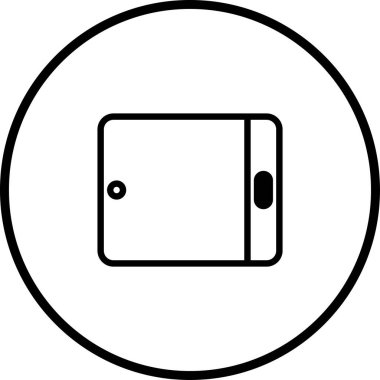 Bir çember içindeki tablet aygıtının minimalist bir simgesi, dijital arayüzlerde ve teknolojiyle ilgili grafiklerde kullanmak için uygun.