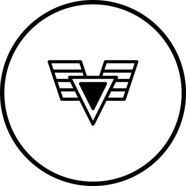 Kanatlara sahip soyut bir amblem ve dairenin içinde logolar veya simgeler için uygun üçgen bir kalkan..