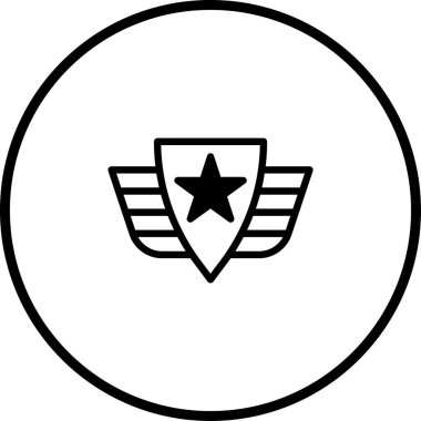 Bu basit bir simge simgesi. Kalkan ve kanatlarda beş köşeli bir yıldız var. Liderliği, başarıyı veya askeri temayı temsil etmek için mükemmel..