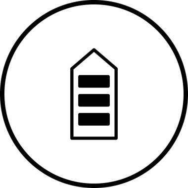 Bir minimalist vektör illüstrasyonunda, modern tasarım için mükemmel, temiz bir dairesel sınır içinde kapalı, yatay çizgileri olan dikdörtgen bir simge gösterilir.