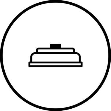 Bir zil ya da çağrı düğmesinin simgeler ya da semboller için mükemmel merkezli basit siyah beyaz çizgi çizimi.