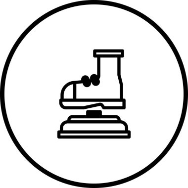 Bir kaidedeki ayakkabının soyut çizimi. Bir ürünü minimalist tarzda sergilemenin, kazanmanın ya da göstermenin sembolik bir temsili.