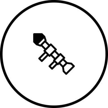 Bir roket atarın siyah ve beyaz simgesi, çatışmayı, askeri ve modern savaşı simgeliyor, savunma ve stratejiyle ilgili tasarım ve çizimler için mükemmel..