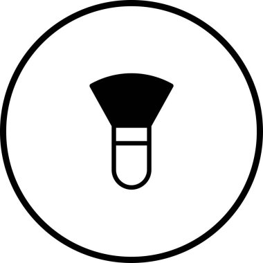 Çemberin içindeki kozmetik fırçanın minimalist bir çizimi. Tasarım basit, zarif ve güzellik ve moda teması için mükemmel..