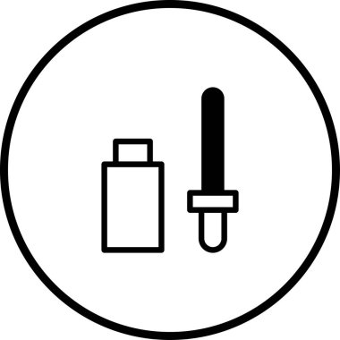 Asgari yağ şişesi ve damlatıcısının minimalist vektör çizimi. Sağlık hizmetleri, aromaterapi, güzellik veya sağlık tasarım projeleri için mükemmel.