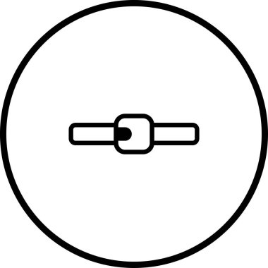 Moda ve aksesuarları temsil eden bir daire içinde kemer tokası bulunan minimalist bir ikon. Tasarım basit, zarif ve çeşitli uygulamalar için uygundur..