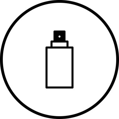 Siyah beyaz parfüm şişesi ikonu içeren minimalist bir vektör çizimi. Tasarım temiz, modern ve çeşitli tasarım amaçları için uygundur..