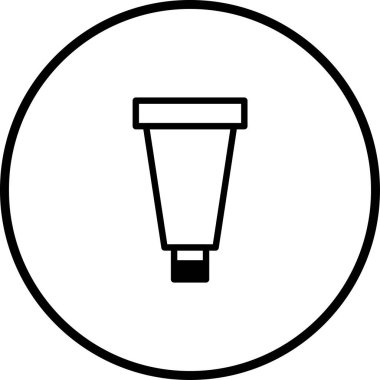 Çember içindeki bir tüpün basit, minimalist vektör çizimi, markalaşma ve tasarımda bir simge veya logo olarak kullanılmak için ideal.