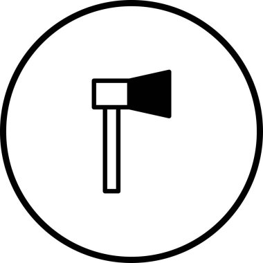 Basit bir siyah beyaz balta simgesi. Balta bir çemberin içinde merkezlenmiştir, bu da onu ormancılık veya kerestecilik ile ilgili konuları temsil etmek için ideal hale getirir..