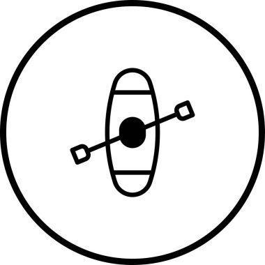 Çemberin içinde kürek olan basit bir kano çizimi. Logolar ve su sporu veya macera temaları için mükemmel semboller.