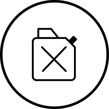 Yakıt bidonunu tasvir eden minimalist bir ikon, enerji, ulaşım ve yakıt kaynaklarına duyulan ihtiyacı temsil ediyor. Otomotiv, seyahat ve sanayiye ilişkin çeşitli kullanımlar için uygundur.