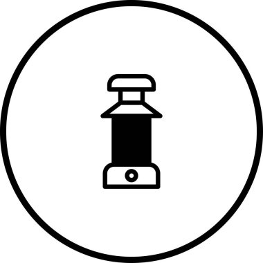 Dairesel bir çerçeve içinde biçimlendirilmiş fener tasarımı içeren minimalist bir vektör ikonu. Çeşitli tasarım projelerinde sembol, logo ögesi veya grafik olarak kullanmak için ideal.