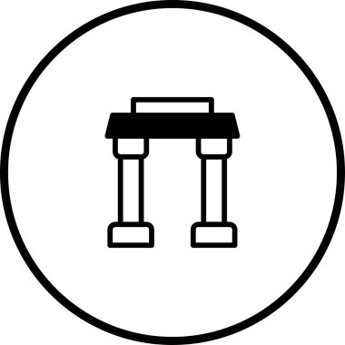 Güvenlik, kontrol ve erişim protokolünü sembolize eden güvenlik kontrol noktasını tasvir eden minimalist bir ikon. Ulaşım, güvenlik ve seyahatle ilgili uygulamalarda kullanmak için mükemmel.