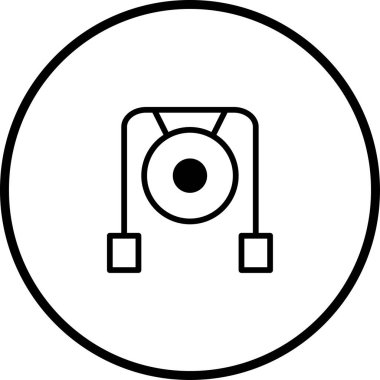 Bu, çemberin içindeki bir gongun minimalist bir simgesi, temiz bir çizgi çizimi sergiliyor. Müzik, rahatlama veya doğu temalarını temsil etmek için ideal.