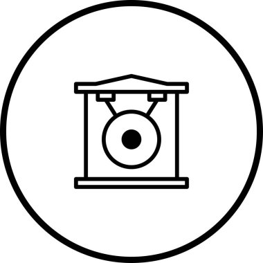 Temiz hatları ve basit bir tasarımı olan bir gongun minimalist vektör çizimi. Web sitelerinde, uygulamalarda ve grafik tasarım projelerinde kullanmak için mükemmel.