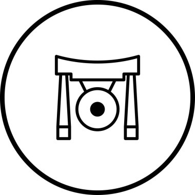 Bu sanat eseri, temiz çizgiler ve basit bir tasarım ile karakterize edilmiş bir Asya gongunun minimalist bir temsilini sunar. Geleneksel müzik ve kültürel bir anlam taşıyor..