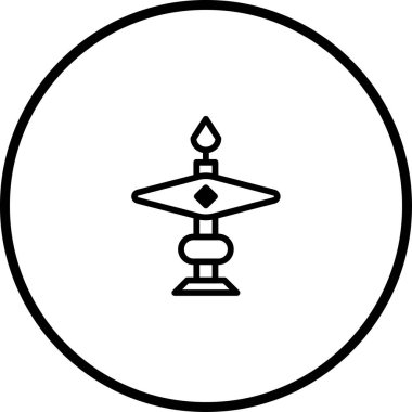 Ruhaniliği ve kültürel uygulamaları sembolize eden geleneksel bir gaz lambasını gösteren zarif, dairesel bir ikon..