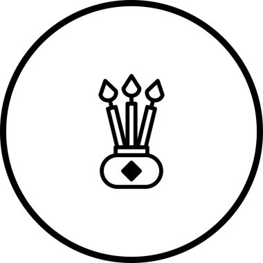 Dekoratif bir vazoya konmuş üç mum içeren basit, minimalist bir grafik. Herhangi bir projeye dinginlik katmak için mükemmel.