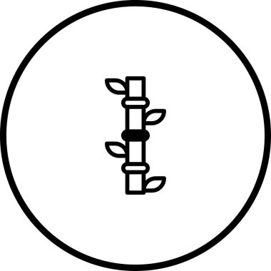 Bir çemberin içindeki bambu sapının minimalist siyah-beyaz çizimi büyümeyi, doğayı ve esnekliği sembolize ediyor. Temiz ve basit tasarım.