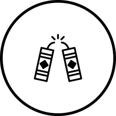 İki Çin havai fişeğini tasvir eden minimalist ikon, bayram kutlamalarını ve kültürel gelenekleri sembolize ediyor. Bayramları, festivalleri veya patlayıcı temaları temsil etmek için ideal.