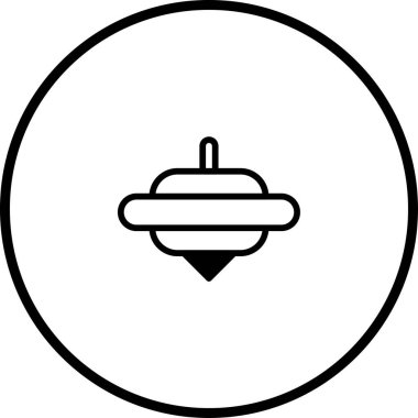 Dönen bir oyuncak ikonunun basit bir siyah-beyaz çizimi, her tasarıma biraz çocukluk nostaljisi katmak için mükemmel..