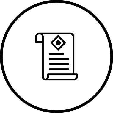 Minimalist siyah beyaz parşömen simgesi. Belgeleri, mesajları ya da tarihi kayıtları temiz ve basit bir şekilde temsil etmek için mükemmel.