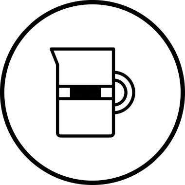 Çemberin içindeki cam sürahinin minimalist bir simgesi. Temiz ve modern bir tasarım ile içecekleri veya mutfak malzemelerini temsil etmek için ideal..