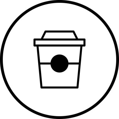 Logolar, web siteleri ve kahve dükkanları ve içeceklerle ilgili basılı materyaller için mükemmel bir kahve fincanının basit ve minimalist siyah beyaz simgesi.