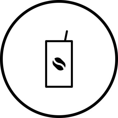 Dairesel çerçevenin içinde kahve çekirdeği sembolü olan kahve içen minimalist bir vektör ikonu, markalaşma veya web tasarımı için idealdir..