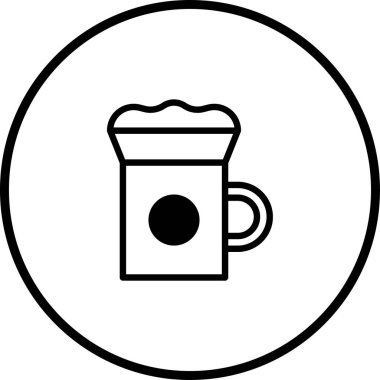 İçinde köpüklü içecek bulunan bir bardağın minimalist vektör çizimi, kafe menüleri ve çeşitli tasarım uygulamaları için mükemmel.