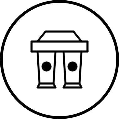 Kapaklı iki kahve fincanı tasvir eden minimalist bir vektör çizimi. Basit tasarım bir simge veya grafik ögesi olarak kullanmak için idealdir.