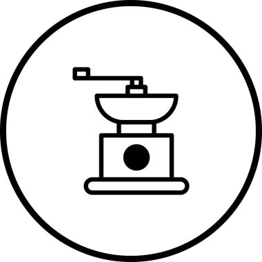 El yapımı kahve öğütücüsünün basit ve zarif bir çizgisi. Kahve ya da yemek endüstrisinde markalaştırma ya da ikon tasarımı için mükemmel..