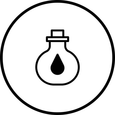 Çemberin içindeki iksir ikonunun vektör çizimi. Web tasarımı, bilgi grafikleri ya da bilime ve sihre ihtiyaç duyan her proje için mükemmel..